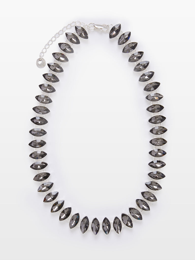Oval Crystal Necklace Black/Silver French Connection UK