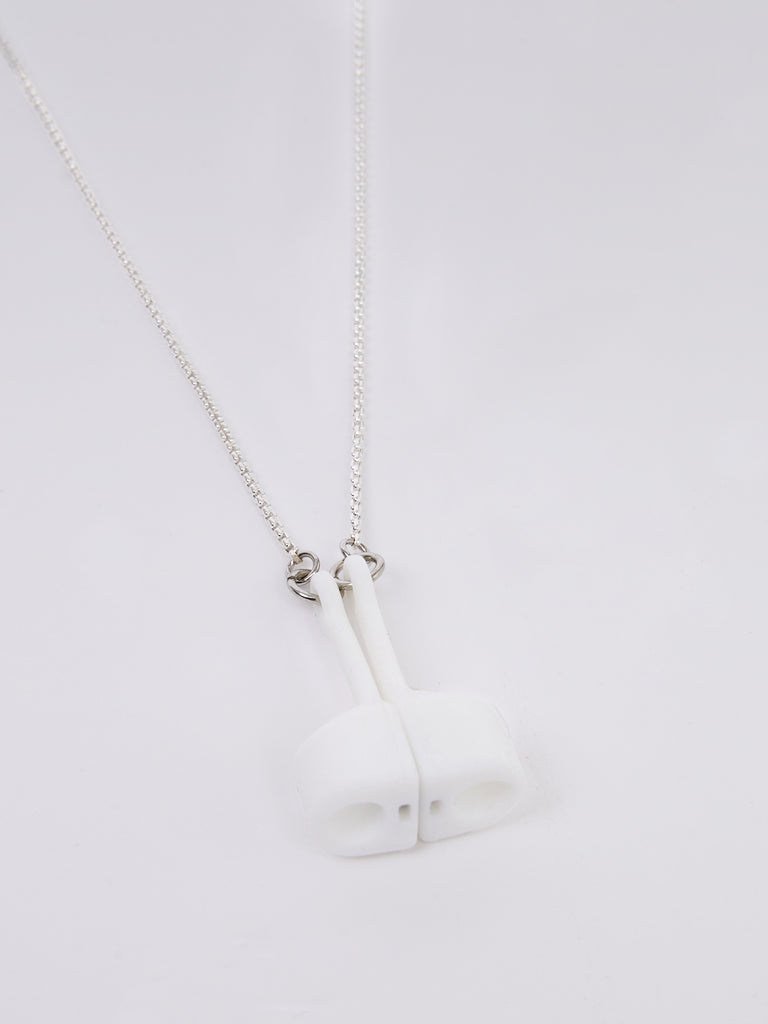 Headphones Holder Chain Silver/White French Connection UK