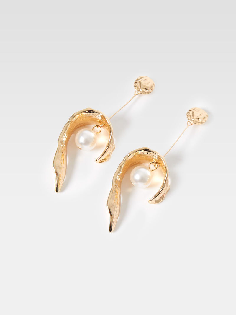 Molten Metal Pearl Earrings
