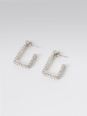 Scrunch Metal Rectangular Hoop Earrings