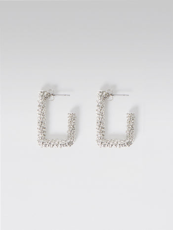 Scrunch Metal Rectangular Hoop Earrings