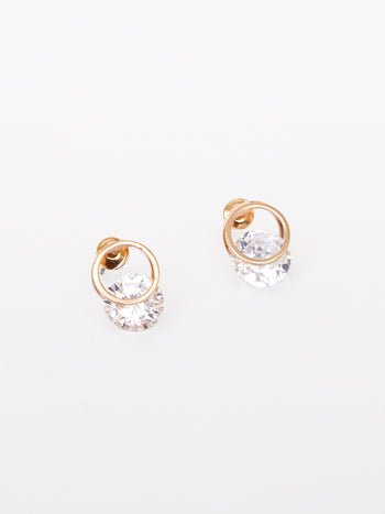 Diamante Huggie Stud Earrings