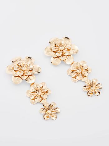 Triple Flower Drop Earrings