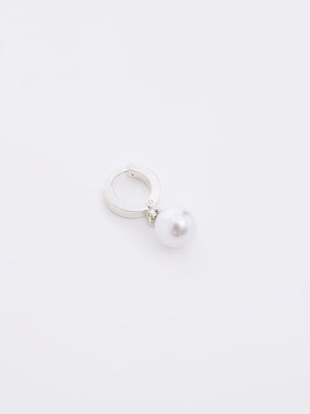 Drop Faux Pearl Huggie Hoop Earrings