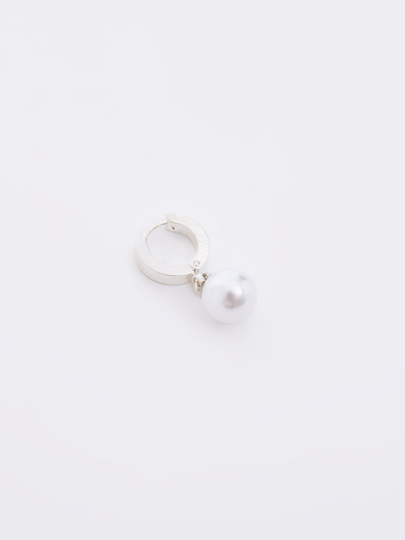 Drop Faux Pearl Huggie Hoop Earrings