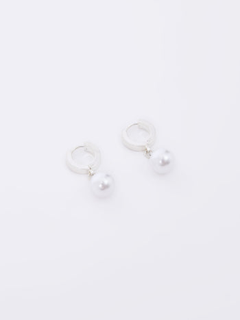 Drop Faux Pearl Huggie Hoop Earrings
