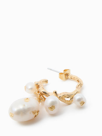 Mixed Pearl Drop Hoop Earrings