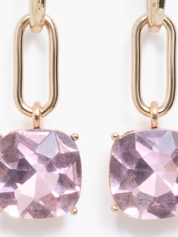 Square Crystal Link Drop Earrings