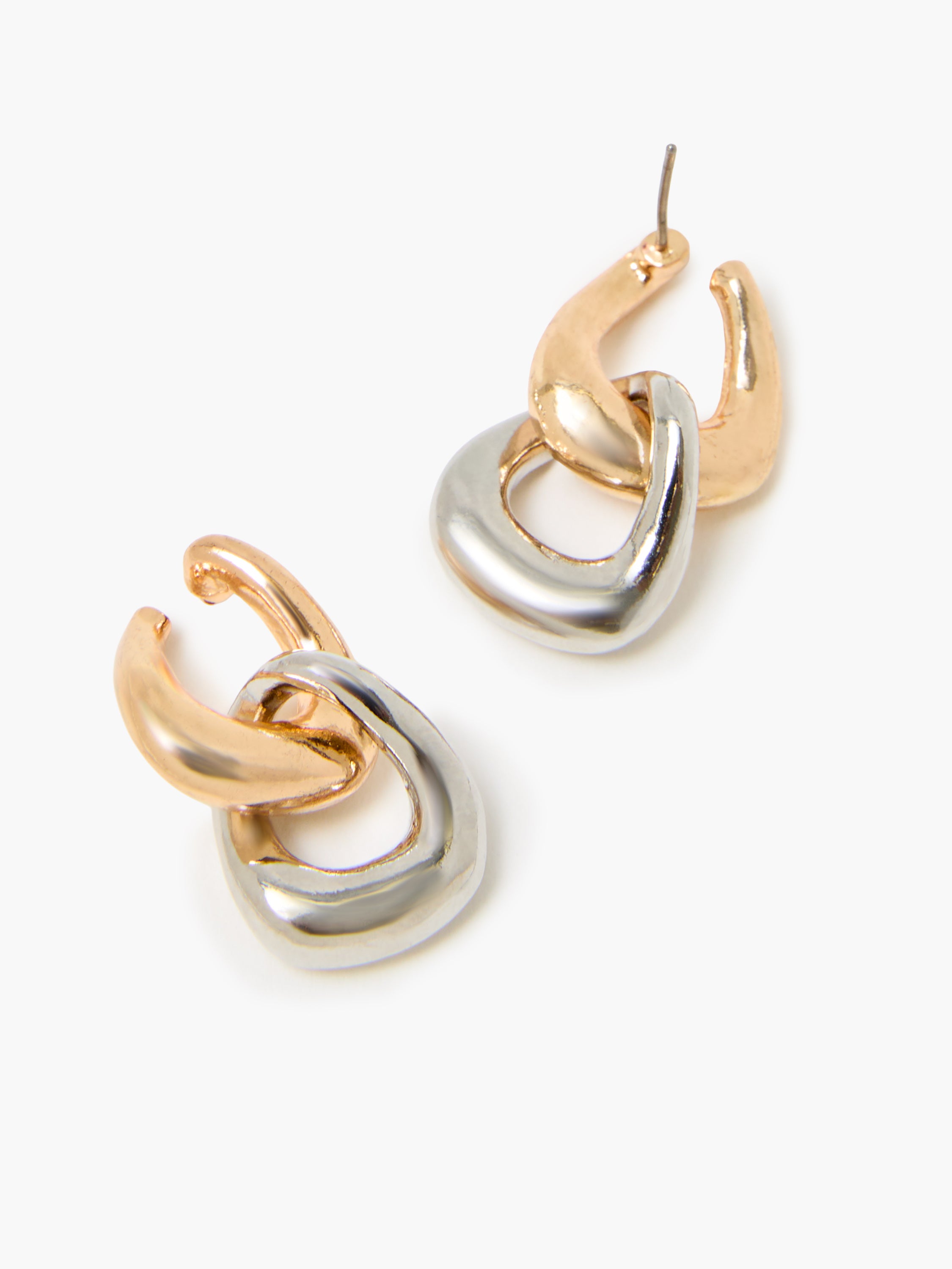 Twist Mixed Metal Line Drop Earrings