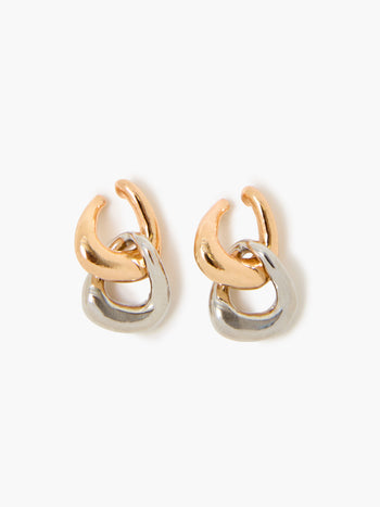 Twist Mixed Metal Line Drop Earrings