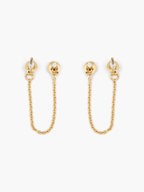 Front Back Chain Crystal Earrings