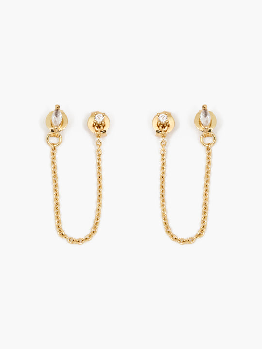Front Back Chain Crystal Earrings