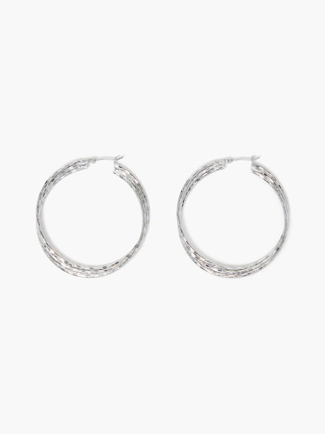 Triple Twist Hammered Hoop Earrings