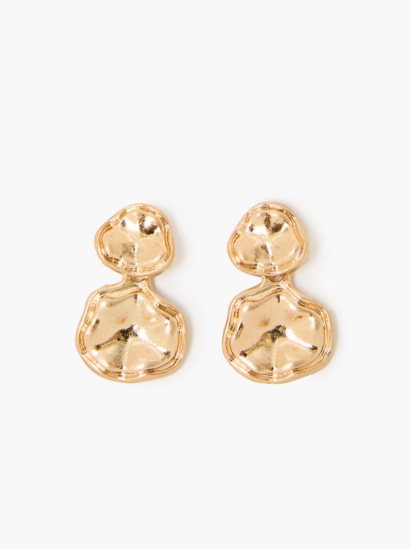 Molten Double Disc Drop Earrings