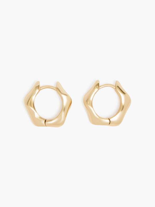 Molten Hexagon Huggie Hoop Earrings