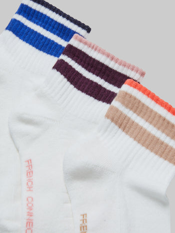 French Connection 3 Pack Tipped Ankle Socks