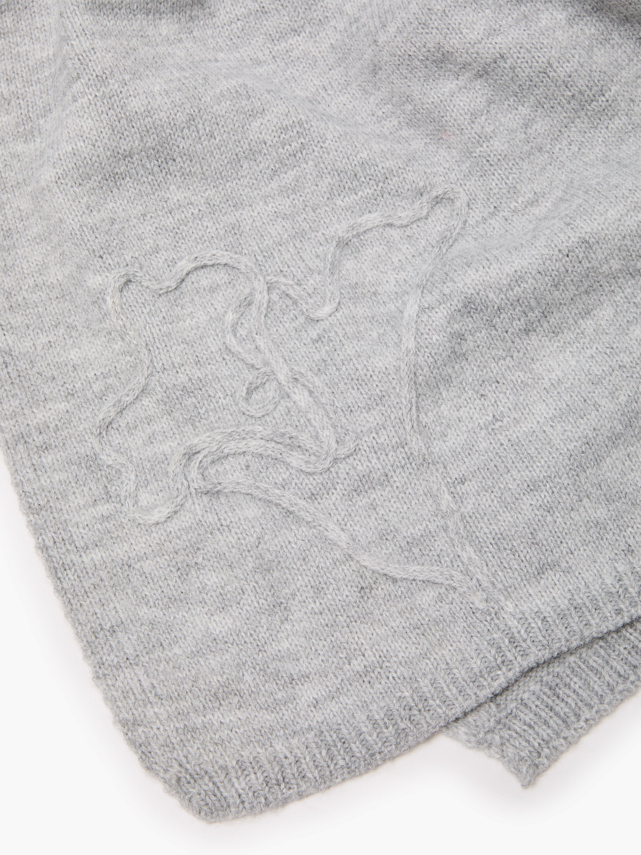 Grey Floral Knit Scarf