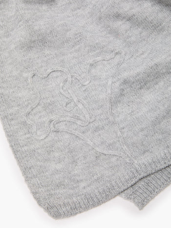 Grey Floral Knit Scarf