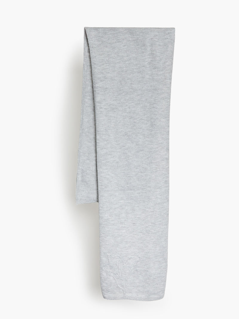 Grey Floral Knit Scarf
