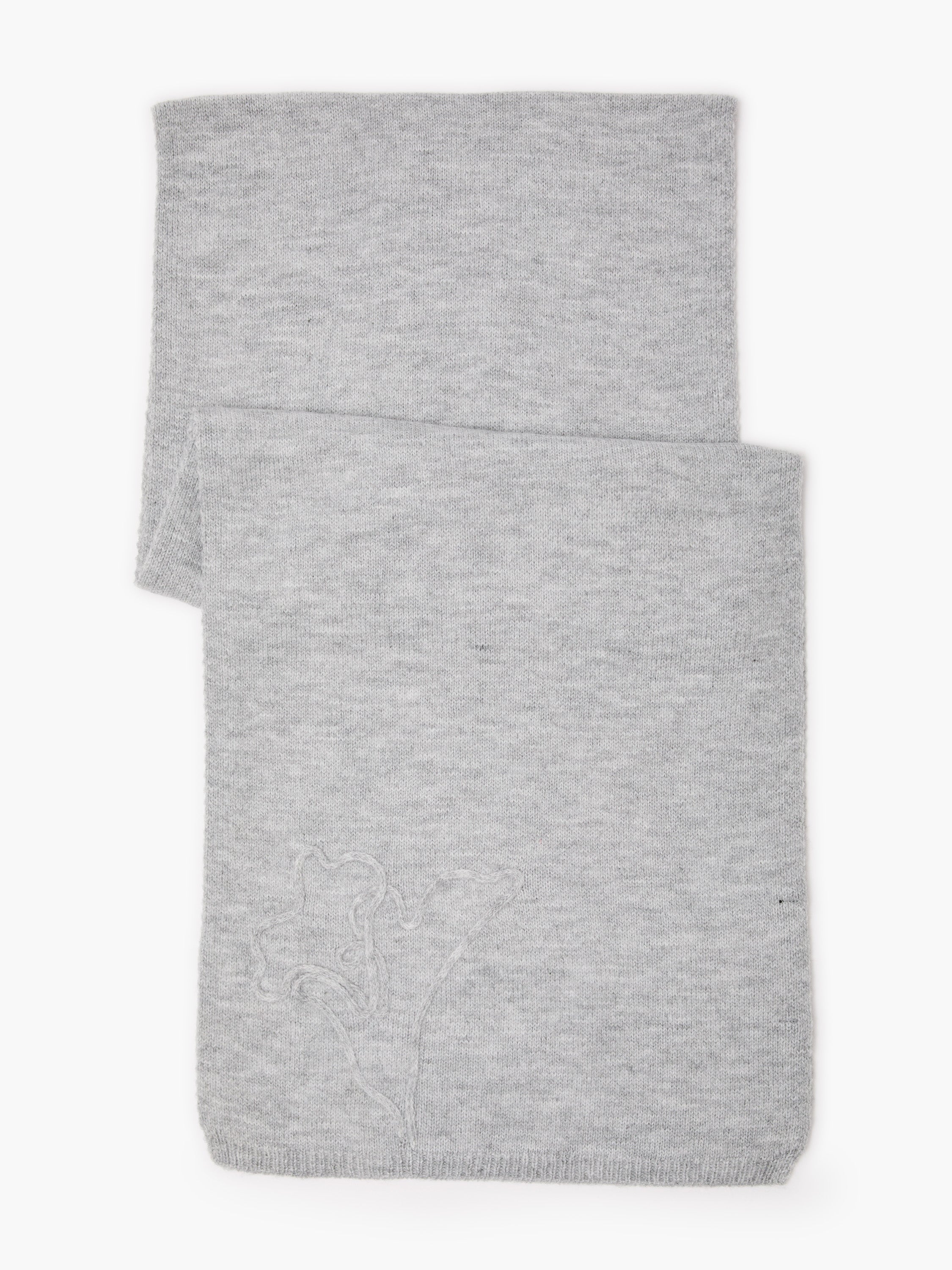 Grey Floral Knit Scarf