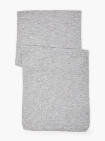 Grey Floral Knit Scarf