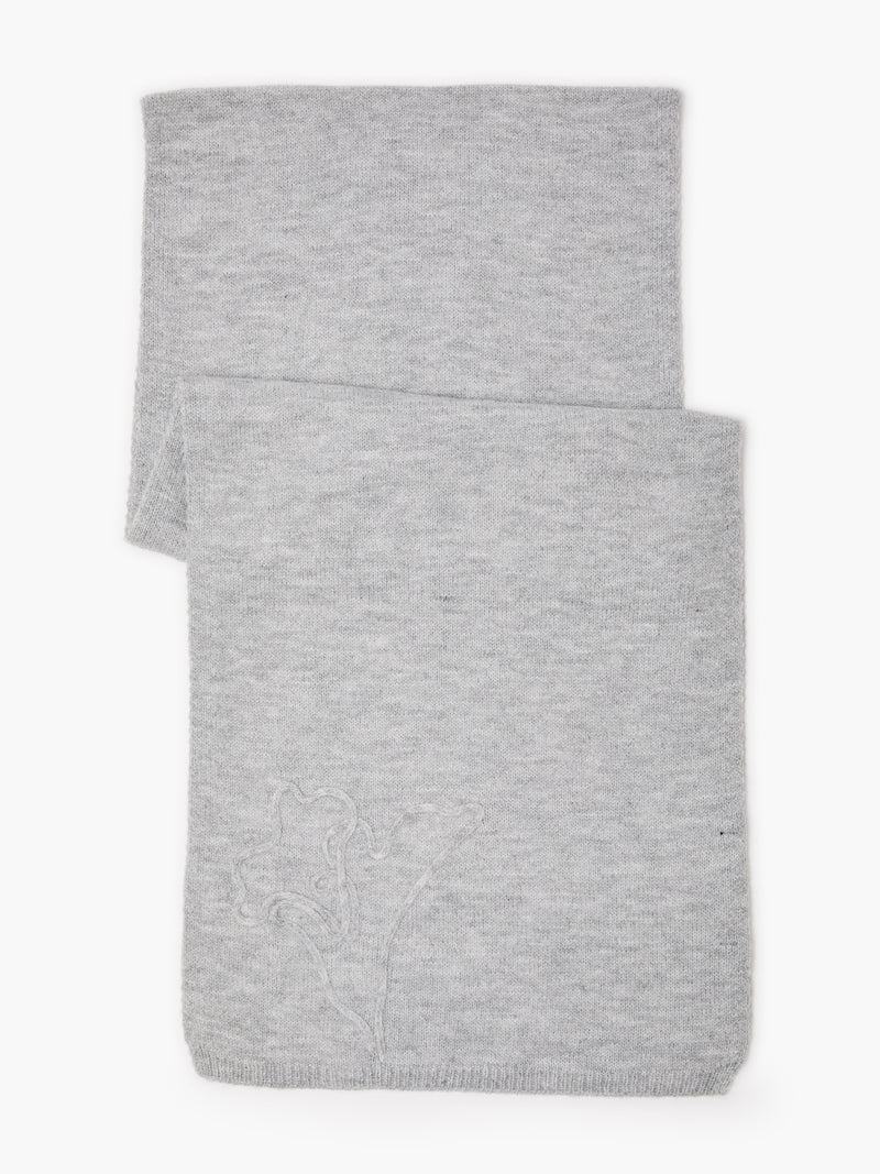 Grey Floral Knit Scarf