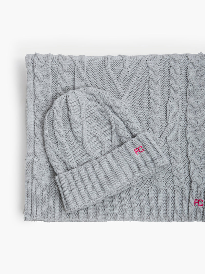 Cable Knit Scarf and Beanie Set