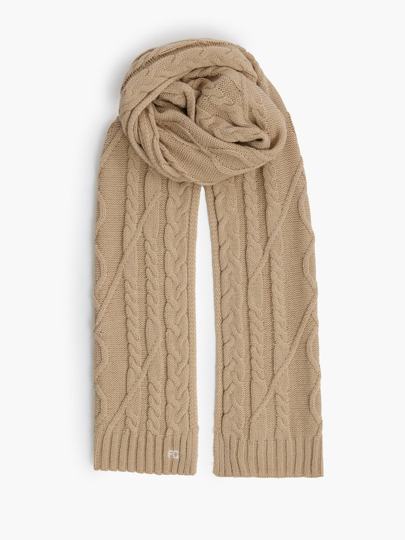 Cable Knit Scarf and Beanie Set