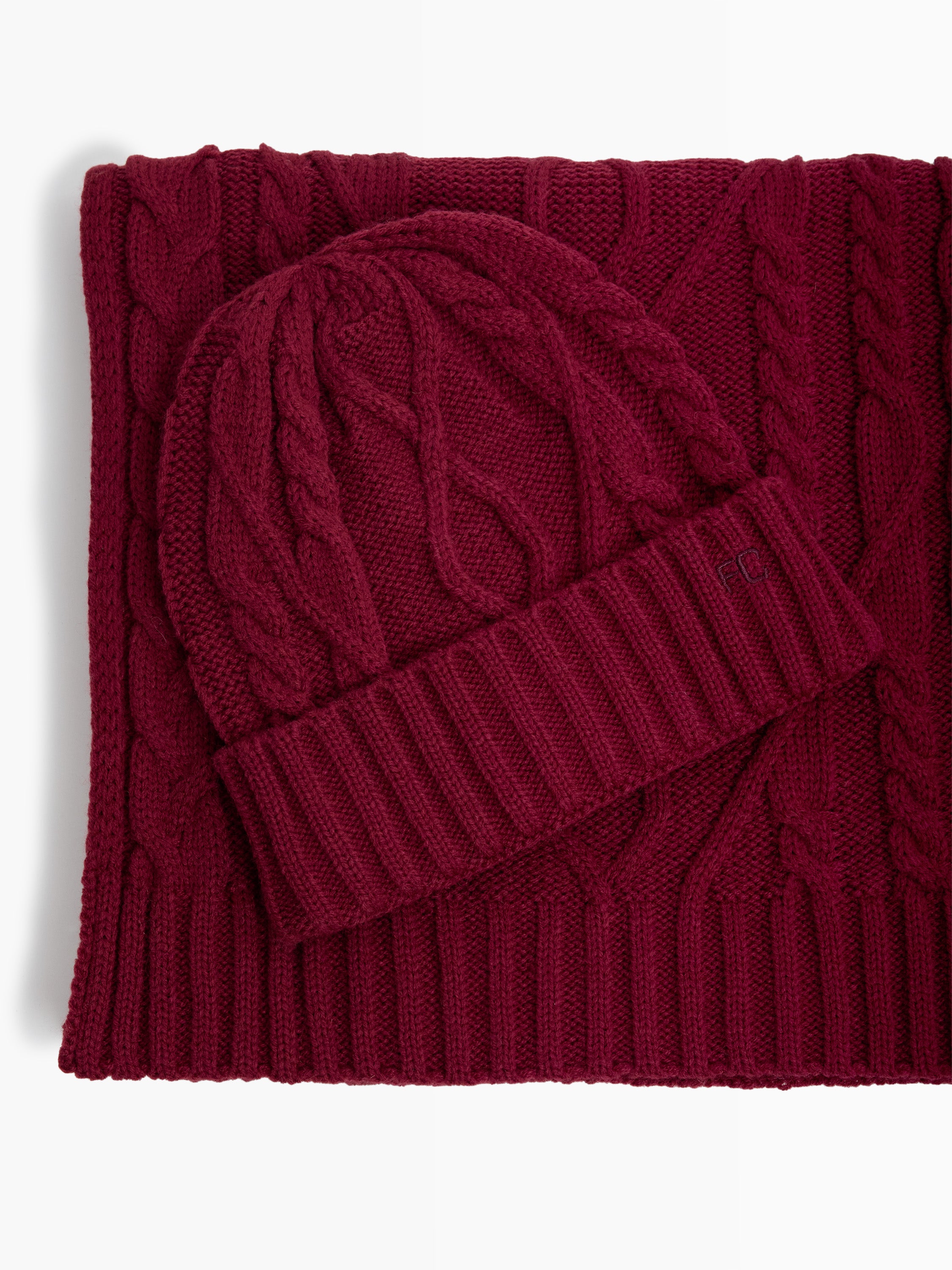 Cable Knit Scarf and Beanie Set