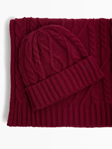 Cable Knit Scarf and Beanie Set