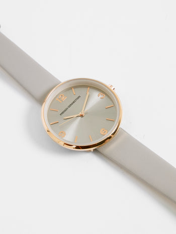 Grey Leather Strap Watch