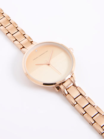 Rose Gold Tone Bracelet Watch with Rose Gold Dial