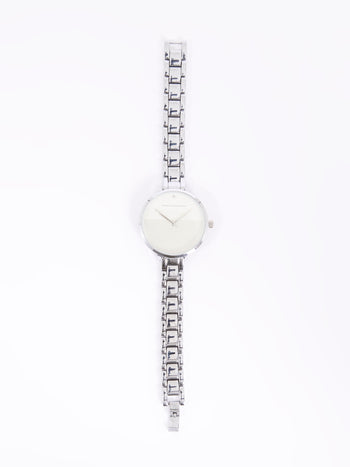 Silver Tone Bracelet Watch with White Dial