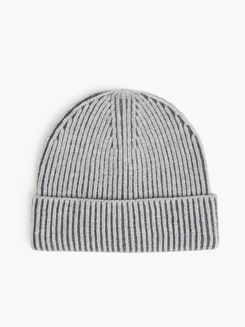 Two Tone Knit Beanie Hat