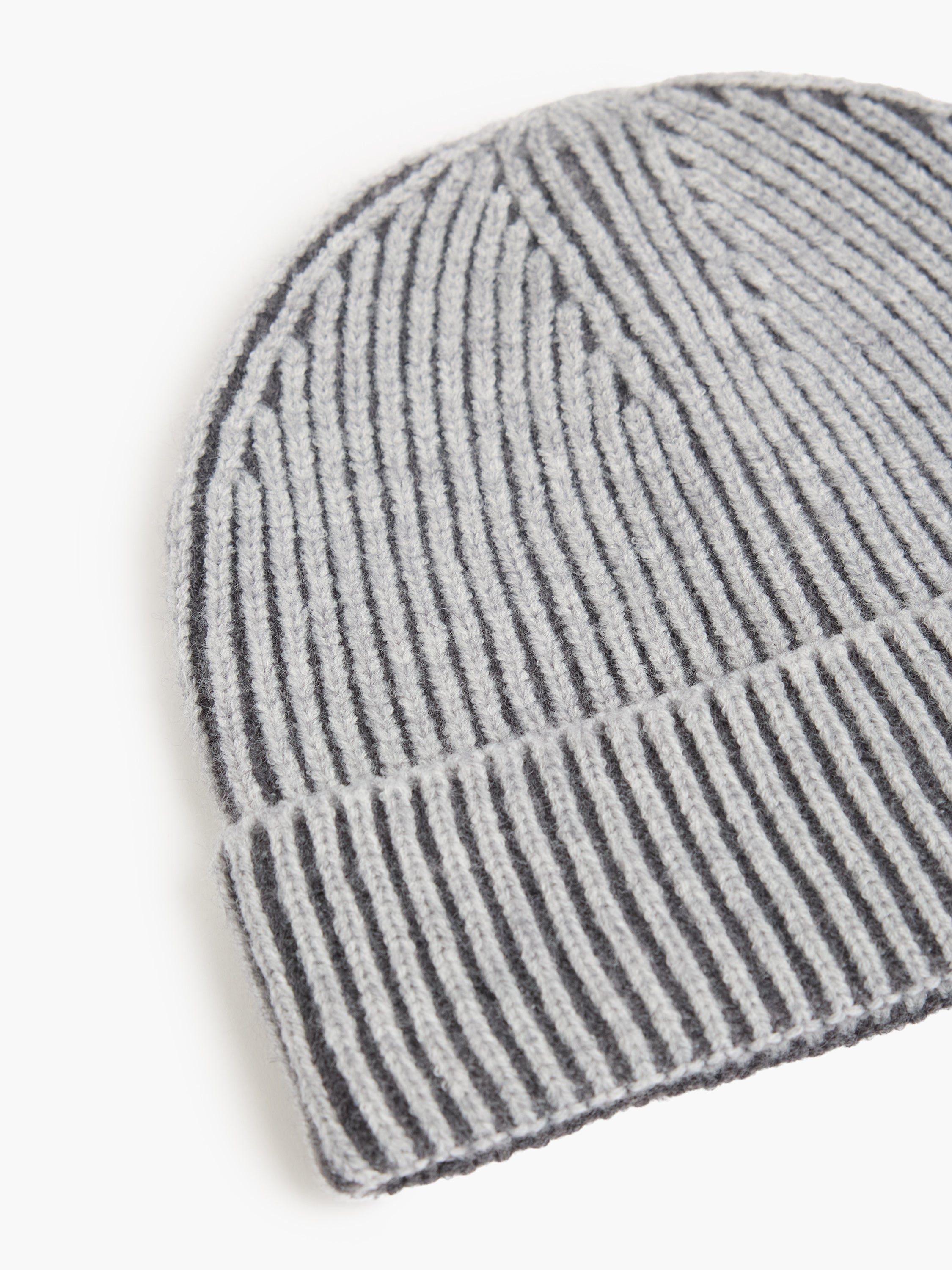 Two Tone Knit Beanie Hat
