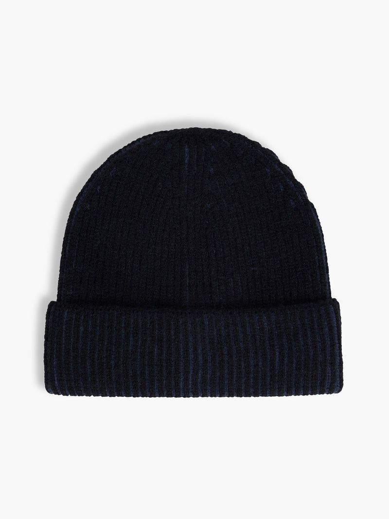 Two Tone Knit Beanie Hat