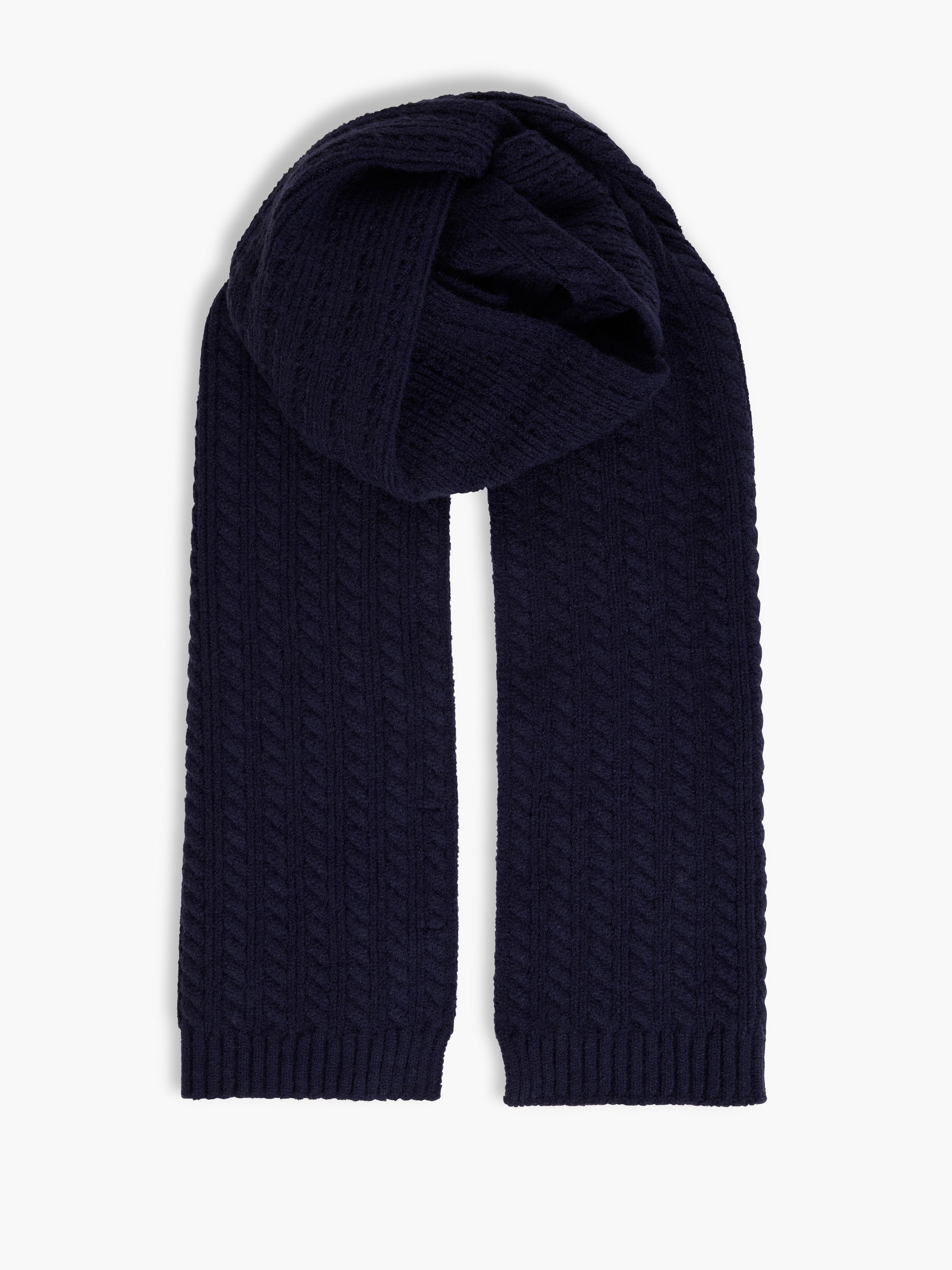 Cable Knit Scarf Navy Blue French Connection UK
