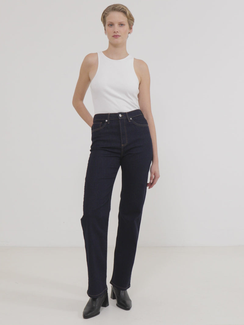 Stretch Denim Wide Flare Full Length Jeans Clean Indigo | French ...