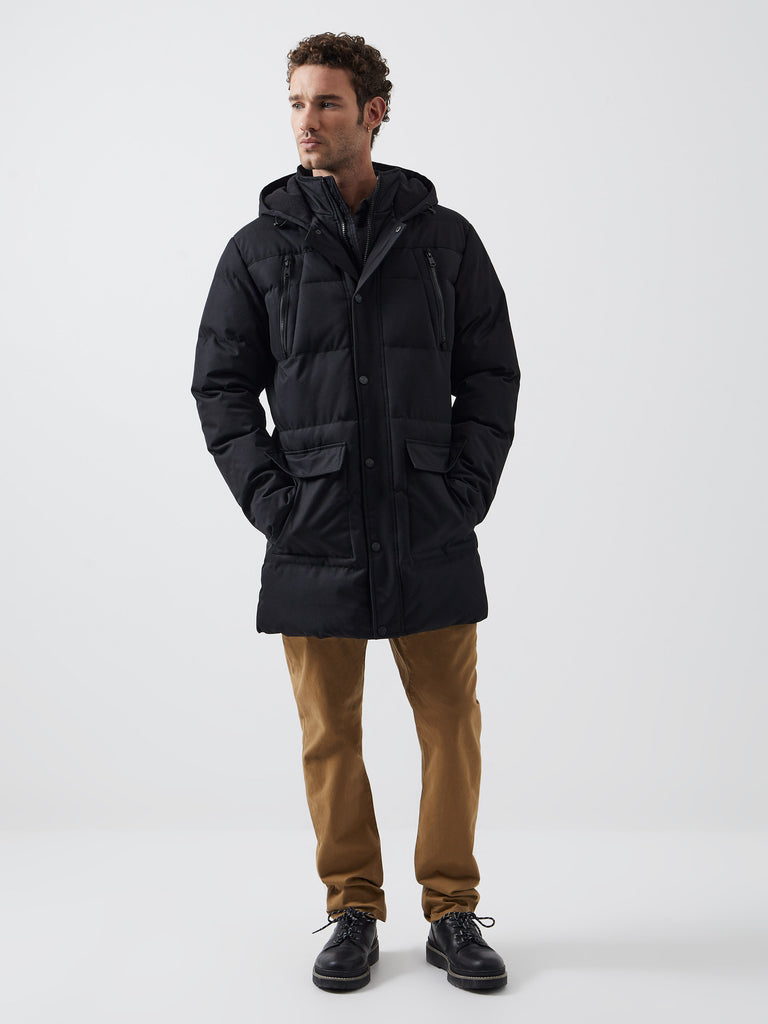 Row Layered Puffer Parka Coat Black | French Connection UK