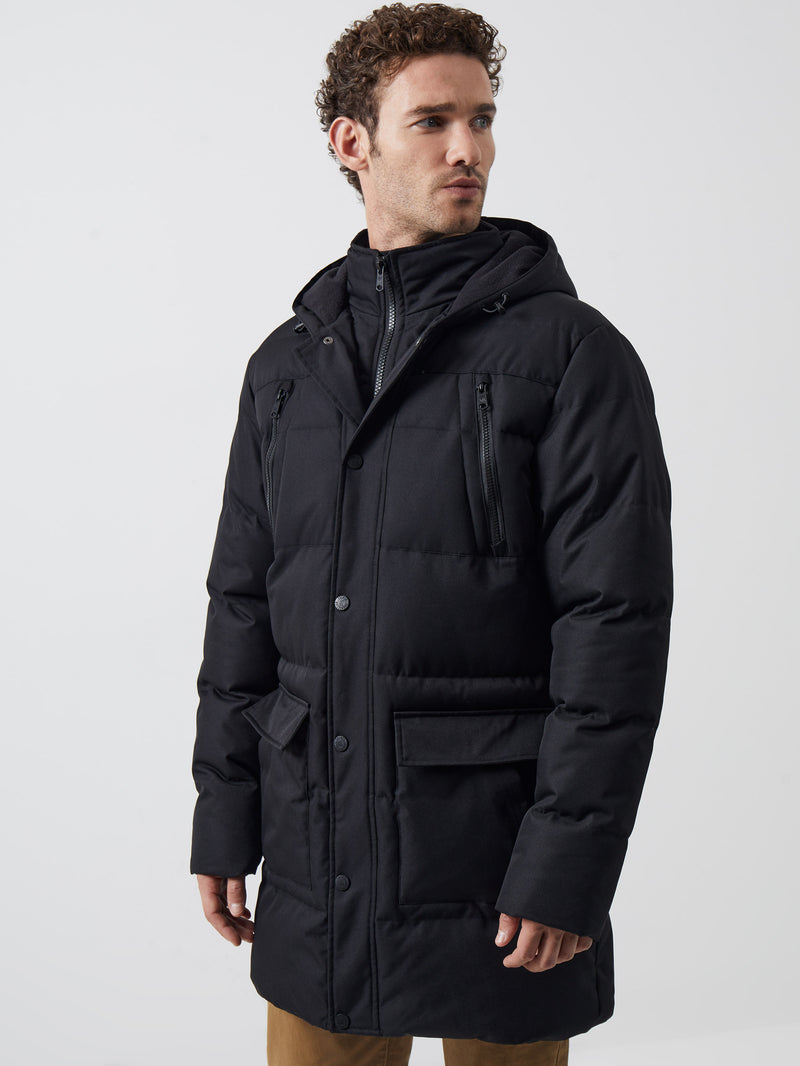 Row Layered Puffer Parka Coat Black | French Connection UK