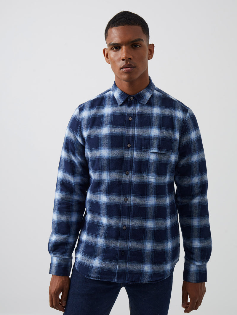 Flannel Wad Check Overshirt Blue Multi | French Connection UK