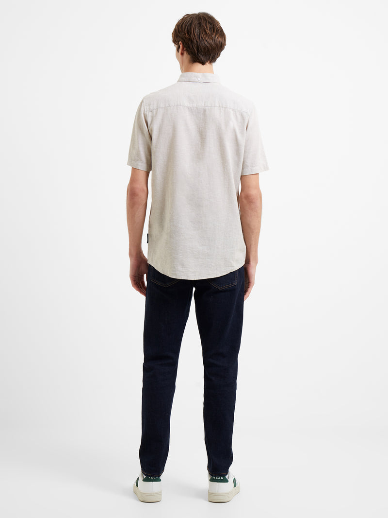 Linen Short Sleeve Shirt Sand | French Connection UK