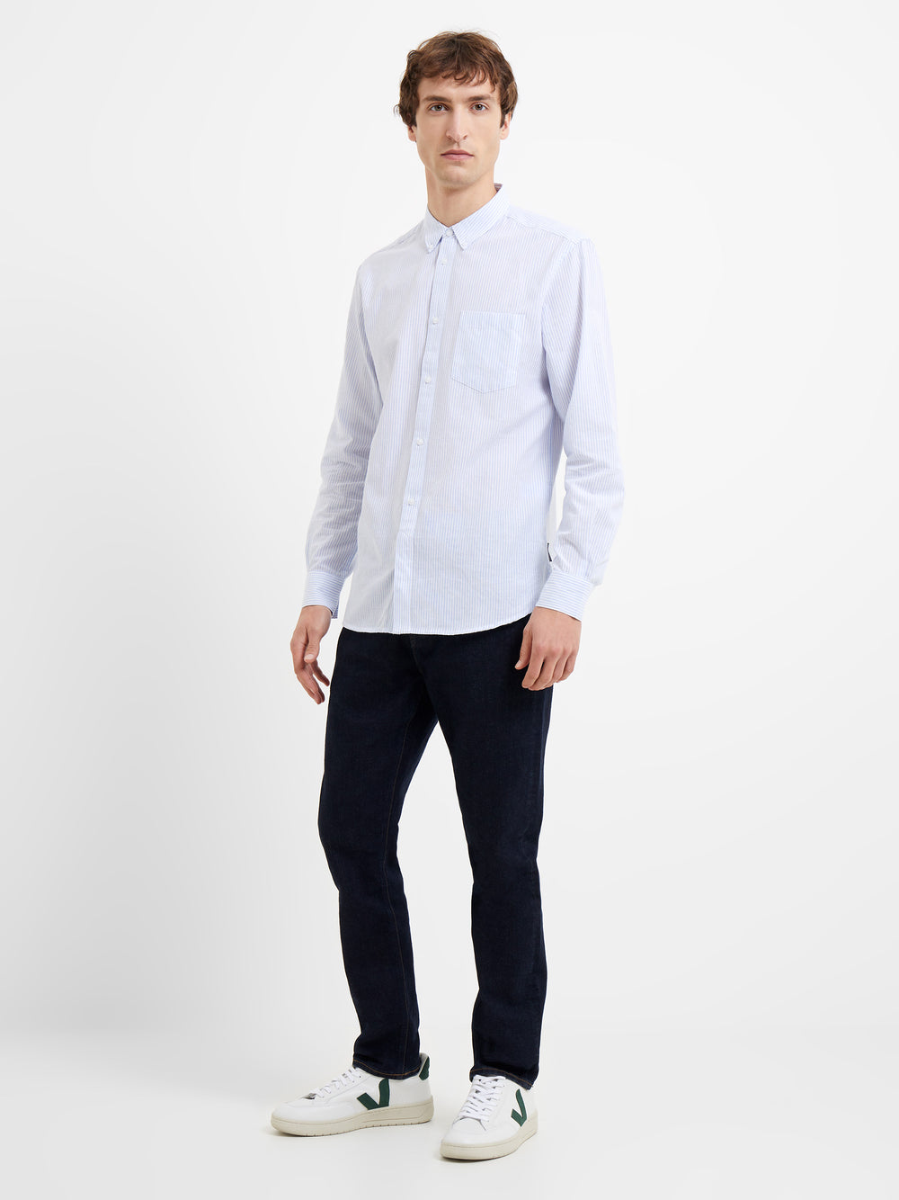 Stripe Pocket Long Sleeve Shirt Sky Stripe | French Connection UK