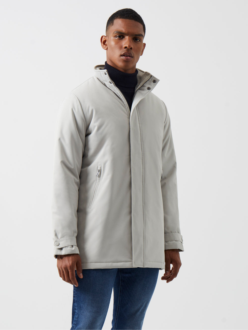 Funnel Neck Mac Coat Stone | French Connection UK