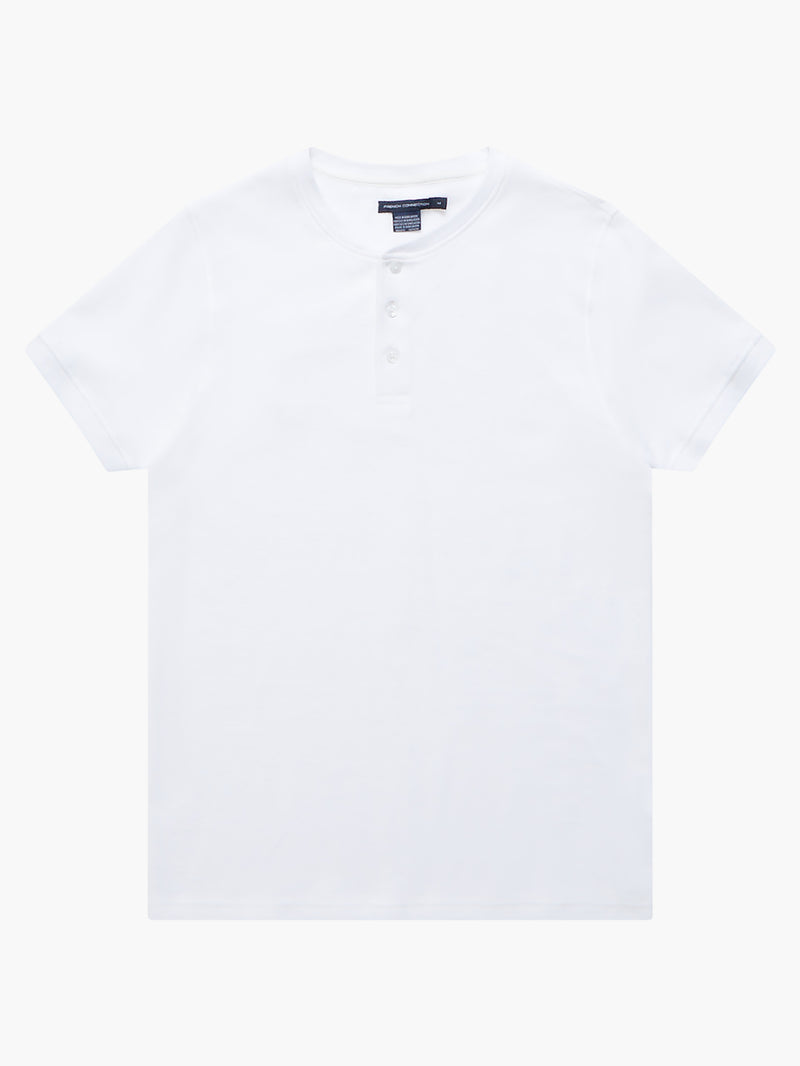 Pique Micro Henley T-Shirt White | French Connection UK