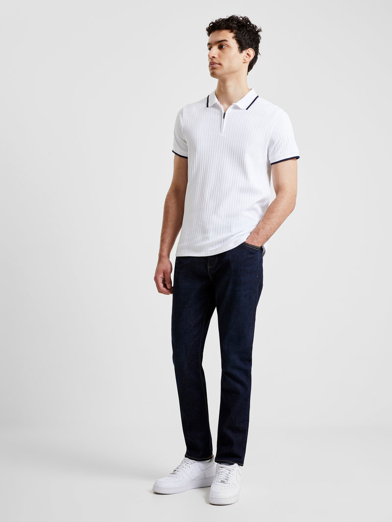 Drop Needle Polo Shirt White/Marine | French Connection UK