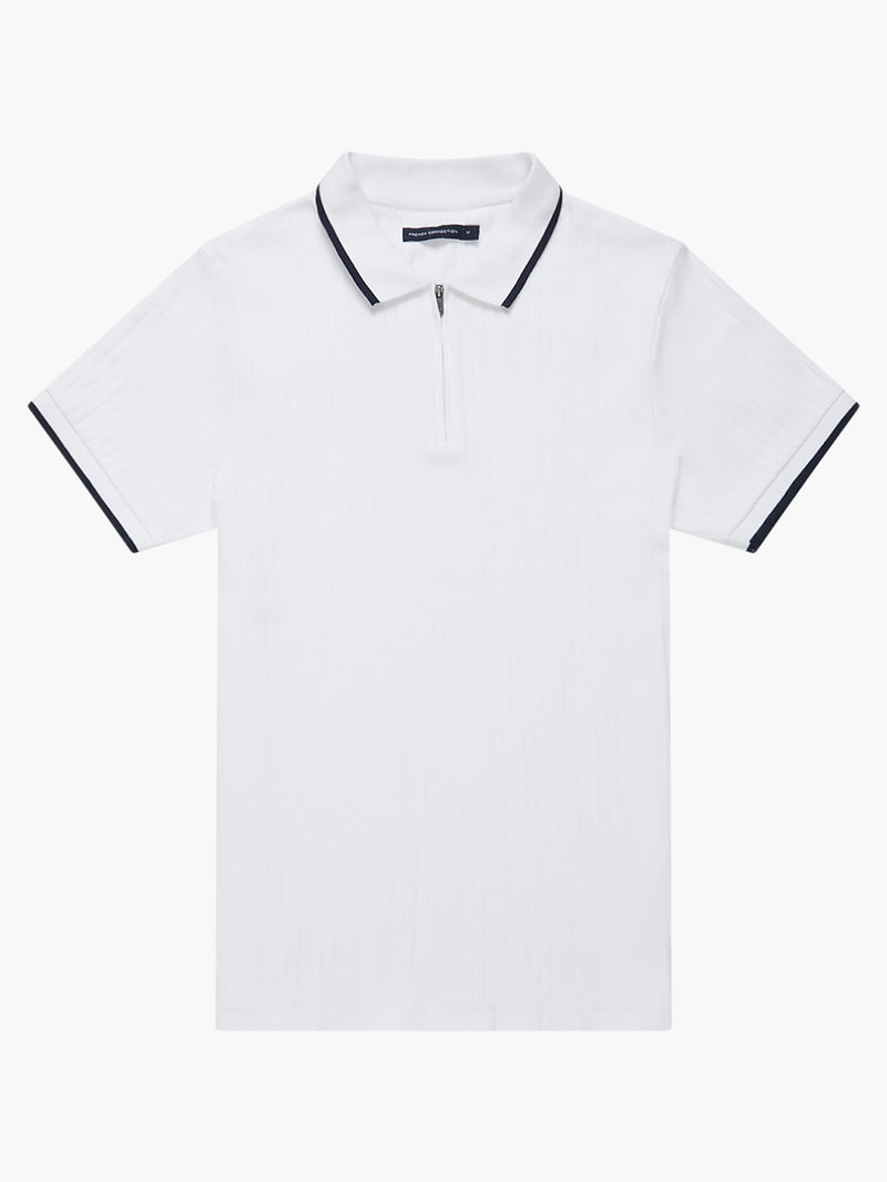 Drop Needle Polo Shirt White/Marine | French Connection UK