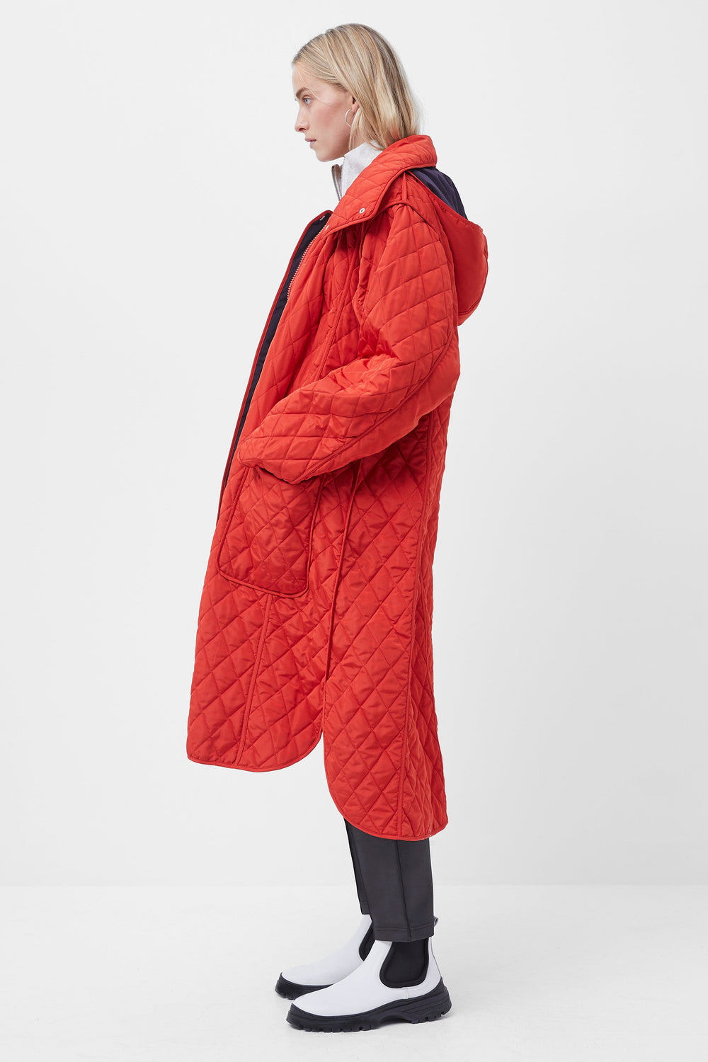 Aris Quilt Reversible Coat Setting Sun Red/Utility Blue French