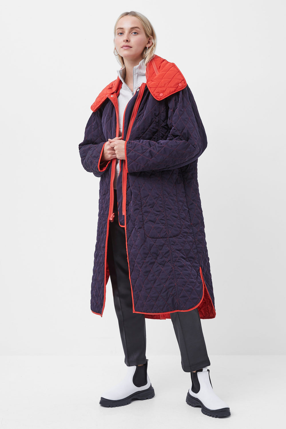 Aris Quilt Reversible Coat Setting Sun Red/Utility Blue French