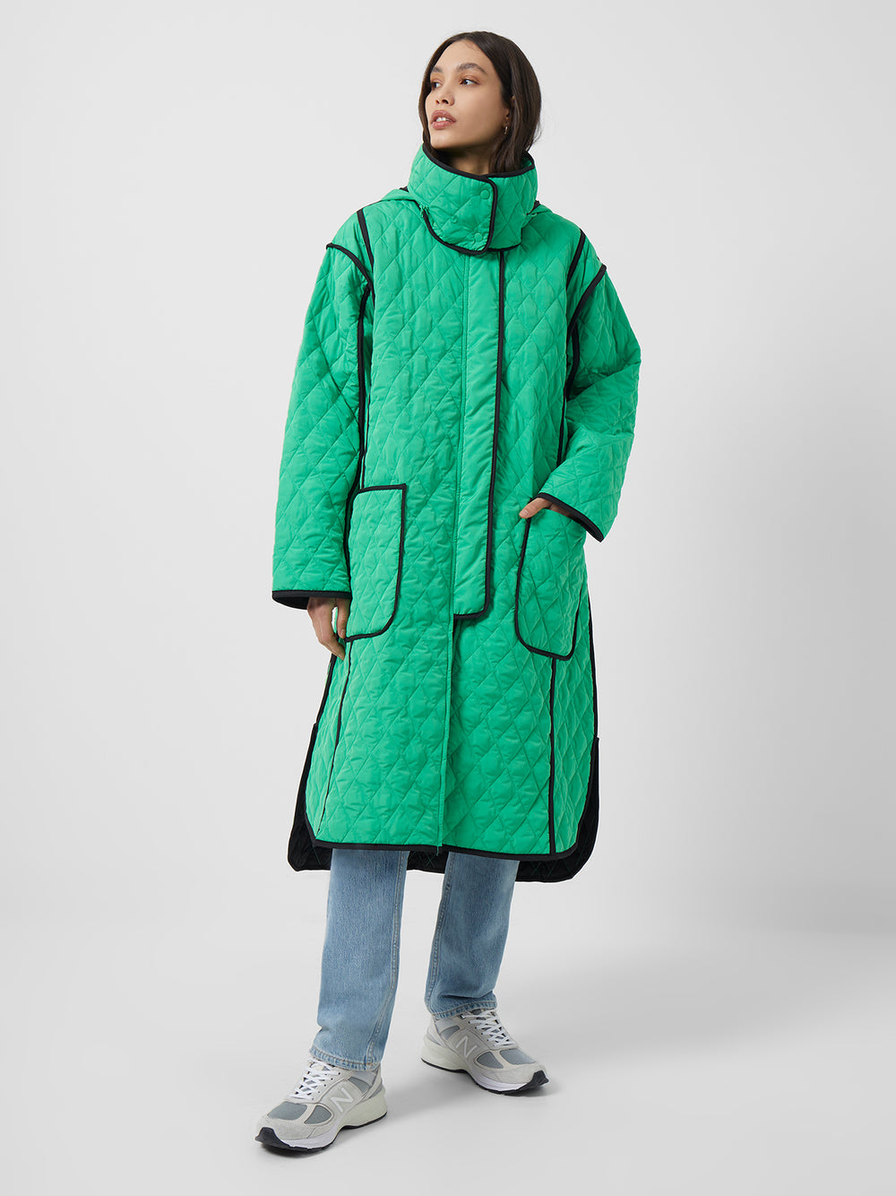 Klio Aris Quilt Coat Island Green/Utility Blue Multi French Connection UK